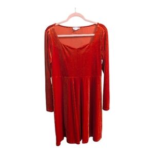 Chicsoul Orange Velvet Dress Size 2x